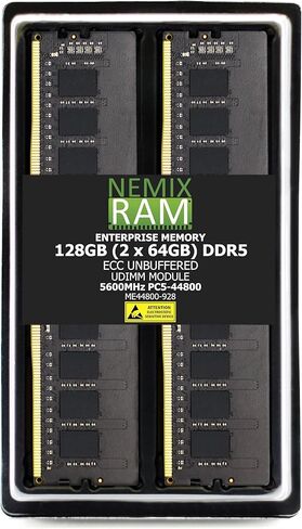 128GB 2X64GB DDR5 5600MHZ PC5-44800 2Rx8 1.1V CL46 288-PIN ECC غير مخزنة UDIMM NEMIX RAM Memory KIT in Kuwait
