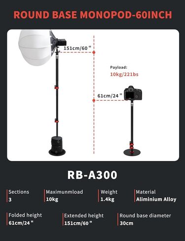 IFOOTAGE Round Base Monopods 2 Pack A400+A300+A200, Studio Stand Kit Set Photography Light Stand with Flat Base, Aluminum Studio Tripod Monopod Stand for Video Recording, Live Streaming, Interview in Saudi Arabia