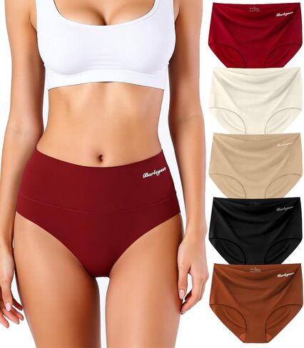 Womens Underwear Seamless High Waisted Silky Stretch Briefs No Show Breathable Full Coverage Ladies Panties 5 Pack in Saudi Arabia