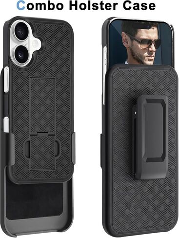 Fingic for iPhone 17 Case,iPhone 17 Belt Clip Holster Cases Slim Combo Shell with Kickstand Swivel Holster Rugged Shockproof Antiscratch Full Body Protective Cover Case for Men Boys,6.3inch,2025,Black in Saudi Arabia