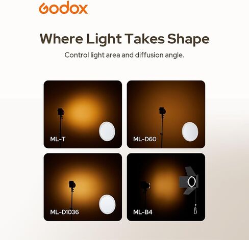 مجموعة النشر المغناطيسي Godox ML-D لمصابيح الفيديو LED من سلسلة ML، متوافقة مع ML150Bi، ML80Bi، ML100Bi، ML100R، ML60II Bi، ML60Bi والمزيد، معدل ضوء ناعم للإضاءة الطبيعية المتوازنة in Saudi Arabia