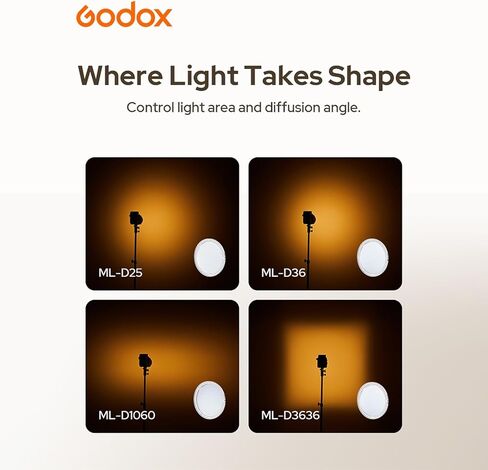 مجموعة النشر المغناطيسي Godox ML-D لمصابيح الفيديو LED من سلسلة ML، متوافقة مع ML150Bi، ML80Bi، ML100Bi، ML100R، ML60II Bi، ML60Bi والمزيد، معدل ضوء ناعم للإضاءة الطبيعية المتوازنة in Saudi Arabia
