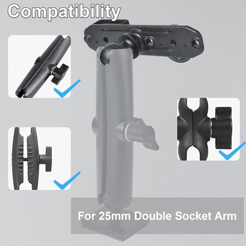 Universal Radio Bracket, Walkie-talkies Back Clip Mount, CB Mic Holder with 25mm 1" Ball Adapter Compatible with RAM Mounts B Size Double Socket Arm in Saudi Arabia