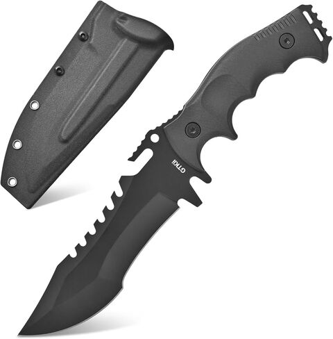 GTK42 Fixed Blade Knife AUS-8 Stainless Steel Blade Full Tang Nylon Fiberglass Handle EDC Fix Knifes for Outdoor Working Camping Hunting(Black) in Saudi Arabia