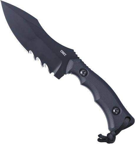 CRKT Bugsy Outdoor Survival Fixed Blade Knife with Sheath: 1095 Carbon Steel Veff Serrations Blade, G10 Handle, 3605KV in Kuwait