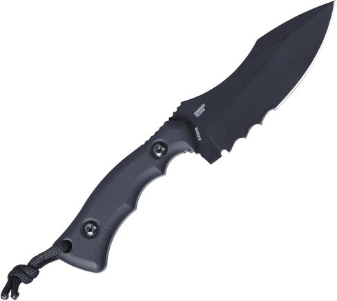 CRKT Bugsy Outdoor Survival Fixed Blade Knife with Sheath: 1095 Carbon Steel Veff Serrations Blade, G10 Handle, 3605KV in Kuwait