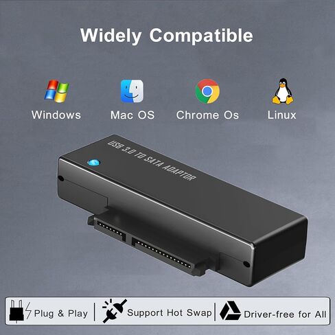 محول USB 3.0 إلى SATA، كابل محول 2 في 1 USB C وUSB A إلى SATA مع مصدر طاقة 12 فولت/2 أمبير، يدعم 2.5/3.5 بوصة HDD/SSD حتى 18 تيرابايت، UASP لنقل البيانات عالية السرعة والنسخ الاحتياطي والتوصيل والتشغيل in Kuwait