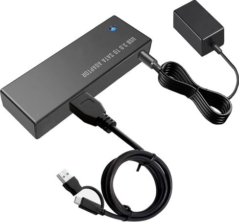 محول USB 3.0 إلى SATA، كابل محول 2 في 1 USB C وUSB A إلى SATA مع مصدر طاقة 12 فولت/2 أمبير، يدعم 2.5/3.5 بوصة HDD/SSD حتى 18 تيرابايت، UASP لنقل البيانات عالية السرعة والنسخ الاحتياطي والتوصيل والتشغيل in Kuwait