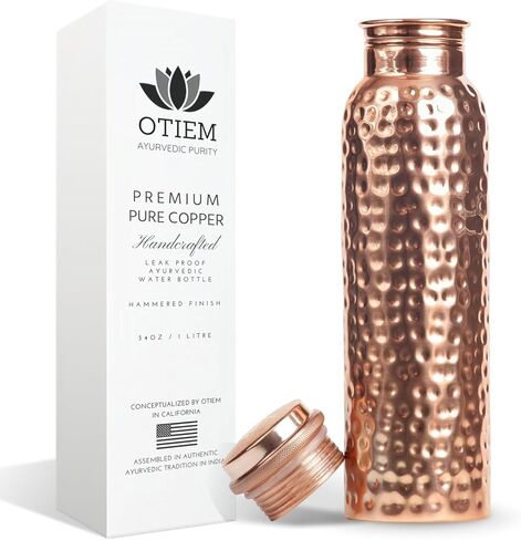Otiem Pure Copper Water Bottle for Drinking Water, 34 Oz Antique Black – Stay Hydrated and Enjoy Ayurvedic Benefits – Leak-Proof, Temperature Retention, Eco-Friendly Design – Durable Copper Bottle in Saudi Arabia