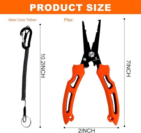 زرادية الصيد متعددة الوظائف من BasicGear - رأس من الفولاذ المقاوم للصدأ مقاس 7 بوصات 420 مع طلاء التيفلون، زنبرك وقفل مدمجان، مقبض مطاطي غير قابل للانزلاق in Kuwait