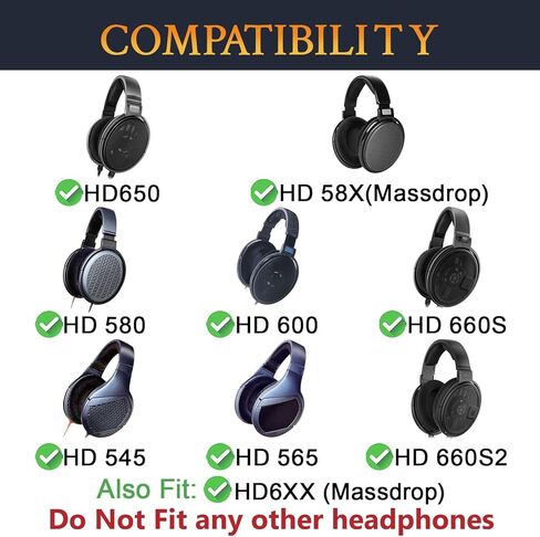 SOULWIT Earpads Replacement for Sennheiser HD650, HD6XX (Massdrop), HD600, HD58X (Massdrop), HD660S, HD660S2, HD580, HD565, HD545, Ear Pads Cushions with High-Density Foam - Black in Saudi Arabia
