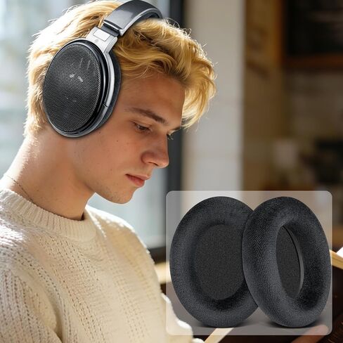 SOULWIT Earpads Replacement for Sennheiser HD650, HD6XX (Massdrop), HD600, HD58X (Massdrop), HD660S, HD660S2, HD580, HD565, HD545, Ear Pads Cushions with High-Density Foam - Black in Saudi Arabia