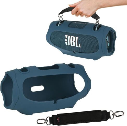 Silicone Protective Case for JBL Xtreme 4 Portable Bluetooth Speaker - Carrying Skin Case Cover with Handle Strap - Black in Saudi Arabia