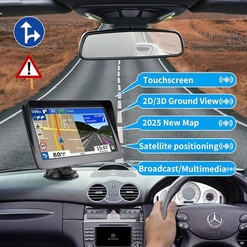 GPS Navigation for Car,7 inch GPS Navigation System,GPS Navigator 2025 Maps Updates- for Car Truck RV,Speed & Red Light Warning,Turn-by-Turn Voice Guidance for All Cars in Saudi Arabia