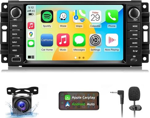 [4+64G] Android 13 Car Stereo w/Carplay & Android Auto for Jeep Wrangler Radio 2007-2018,for Chrysler for Dodge Ram 1500/2500/3500 Radio Upgrade with AHD Camera,GPS Navigation,SWC,WiFi,FM,Bluetooth in Saudi Arabia