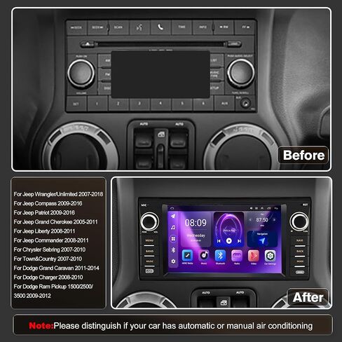 [4+64G] Android 13 Car Stereo w/Carplay & Android Auto for Jeep Wrangler Radio 2007-2018,for Chrysler for Dodge Ram 1500/2500/3500 Radio Upgrade with AHD Camera,GPS Navigation,SWC,WiFi,FM,Bluetooth in Saudi Arabia