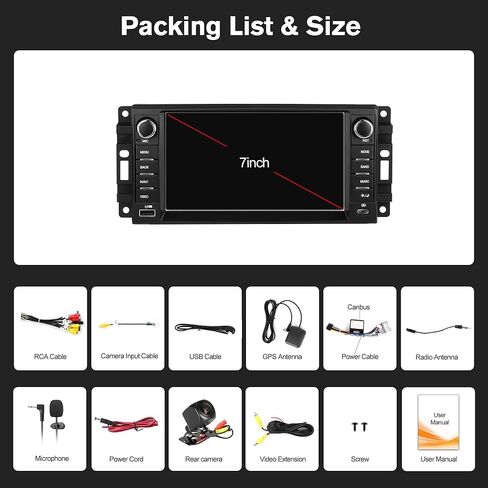 [4+64G] Android 13 Car Stereo w/Carplay & Android Auto for Jeep Wrangler Radio 2007-2018,for Chrysler for Dodge Ram 1500/2500/3500 Radio Upgrade with AHD Camera,GPS Navigation,SWC,WiFi,FM,Bluetooth in Saudi Arabia