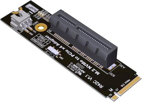 بطاقة محول JMT ADT-R4 PCIe 4.0 M.2 Key-M إلى PCI-E X4 X16 Riser مع كابل طاقة SATA متوافق مع M.2 NVMe SSD 2260 2280 (R43B، إلى X16) in Saudi Arabia