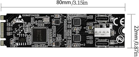 M.2 (B+M Key) to Dual USB-C 10Gbps Expansion Card IO-M2F3142-2C, USB 3.2 Gen2 Adapter with 4-Pin Power, Compatible with Industrial Cameras, Live Streaming Devices, and High-Speed SSDs in Saudi Arabia