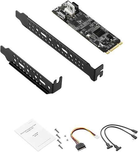 M.2 (B+M Key) to Dual USB-C 10Gbps Expansion Card IO-M2F3142-2C, USB 3.2 Gen2 Adapter with 4-Pin Power, Compatible with Industrial Cameras, Live Streaming Devices, and High-Speed SSDs in Saudi Arabia