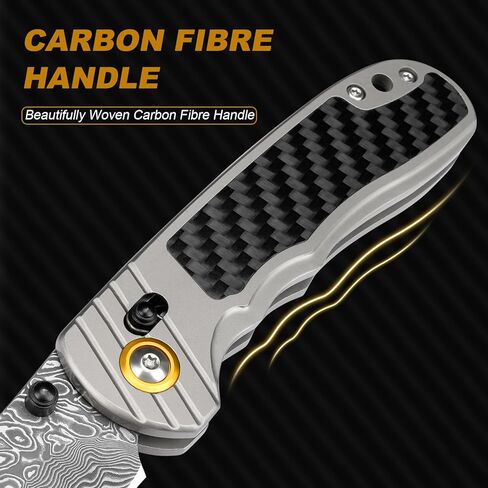 Damascus Pocket Knife for Men Women, 3.15" Damascus Steel Blade Pocket Knives & Folding Knives with Carbon Fiber Overlay Handle in Saudi Arabia