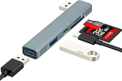 USB A HUB SD Micro SD قارئ بطاقات OTG 3.0 محول نوع C كابل الشاحن الفاصل (5 في 1) الكمبيوتر المحمول PC MacBook محول تمديد منفذ الشحن لـ Apple متوافق مع ملحقات لوحة مفاتيح الماوس Samsung in Kuwait