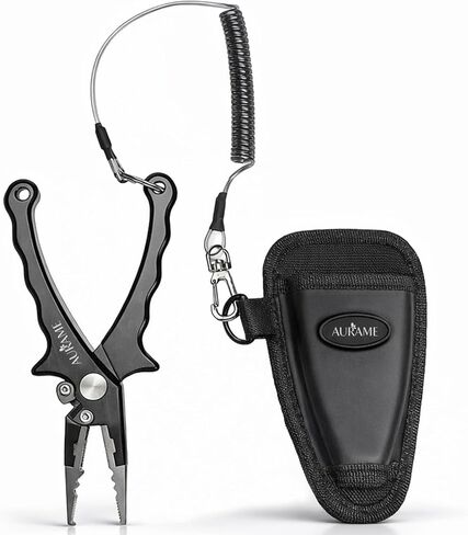 Fishing Pliers Saltwater Resistant Aluminum – Split Ring Pliers & Hook Remover Tool – 6.7in Braid Line Cutter, Sheath & Lanyard – Professional Fishing Tools Kit for Fresh & Salt Water in Saudi Arabia