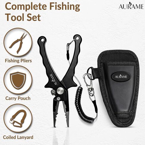 Fishing Pliers Saltwater Resistant Aluminum – Split Ring Pliers & Hook Remover Tool – 6.7in Braid Line Cutter, Sheath & Lanyard – Professional Fishing Tools Kit for Fresh & Salt Water in Saudi Arabia