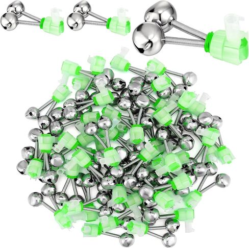 Soulchen 50 Pcs Fishing Rod Bells 2 Inch Double Bell Bite Alarms with Spiral Clip Portable Reusable Bite Indicator for Night Fishing in Saudi Arabia