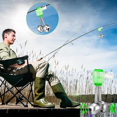Soulchen 50 Pcs Fishing Rod Bells 2 Inch Double Bell Bite Alarms with Spiral Clip Portable Reusable Bite Indicator for Night Fishing in Saudi Arabia