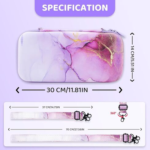 FANPL Cute Case Bundle for Nintendo Switch 2 Accessories, Travel Carrying Cover for Switch 2 with Hard Glitter Skin, Adjustable Strap, Screen Protector, Thumb Grip Caps (Purple Marble) in Saudi Arabia