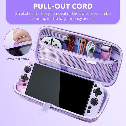 FANPL Cute Case Bundle for Nintendo Switch 2 Accessories, Travel Carrying Cover for Switch 2 with Hard Glitter Skin, Adjustable Strap, Screen Protector, Thumb Grip Caps (Purple Marble) in Saudi Arabia