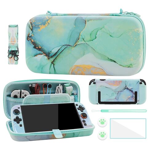 FANPL Cute Case Bundle for Nintendo Switch 2 Accessories, Travel Carrying Cover for Switch 2 with Hard Glitter Skin, Adjustable Strap, Screen Protector, Thumb Grip Caps (Purple Marble) in Saudi Arabia
