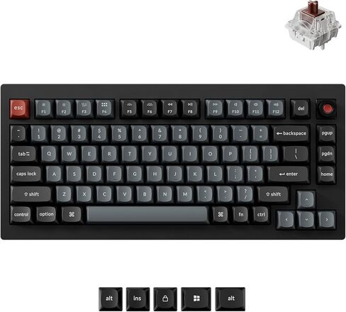 Keychron V1 8K 75% Wired Mechanical Keyboard with Programmable Knob, OSA PBT Keycaps, Hot-swappable with Keychron Super Banana Switchs, 8000 Hz Polling Rate, RGB Backlit for Mac Windows Linux in Saudi Arabia