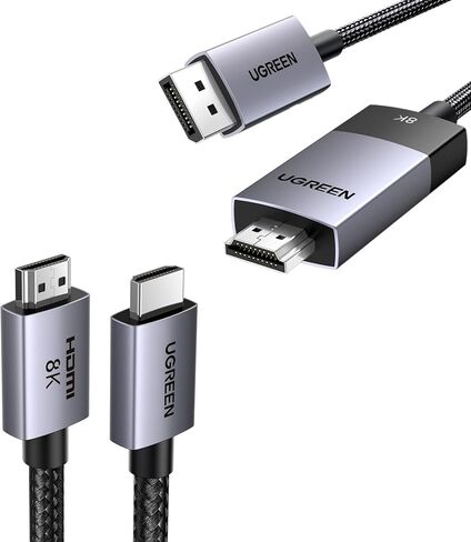 كابل UGREEN DisplayPort إلى HDMI 8K@60 هرتز 4K@240 هرتز نشط DP 1.4 إلى 2.1 سلك HDR أحادي الاتجاه، حزمة Dolby مع كابل HDMI 2.1 48 جيجابت في الثانية 6.6 قدم، سلك معتمد فائق السرعة من الألومنيوم 8K in Saudi Arabia