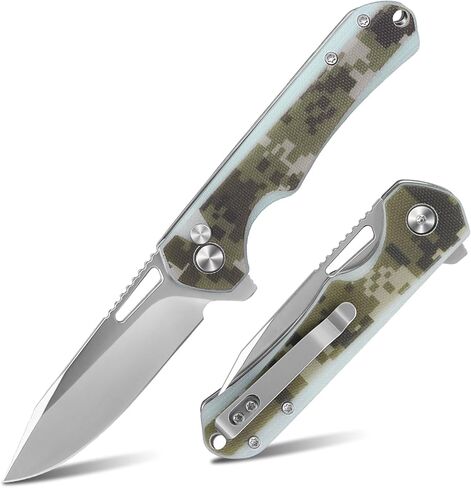 ZENG Folding Pocket Knife, 3.15" D2 Steel Blade Pocket knives, G10 Handle Small EDC Knife, Liner Lock knife, Pocket Knife with Clip for Men Women, Sharp Pocket knives for Camping Hiking Hunting (Camo) in Saudi Arabia
