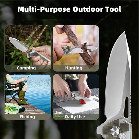 ZENG Folding Pocket Knife, 3.15" D2 Steel Blade Pocket knives, G10 Handle Small EDC Knife, Liner Lock knife, Pocket Knife with Clip for Men Women, Sharp Pocket knives for Camping Hiking Hunting (Camo) in Saudi Arabia