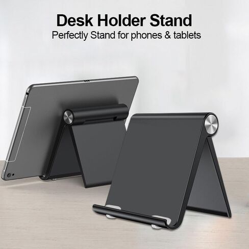 Tablet Stand Holder Adjustable Portable, Stable Holder for iPad iPhone, Stand for Office Home Workspace and Living Area, Black in Saudi Arabia