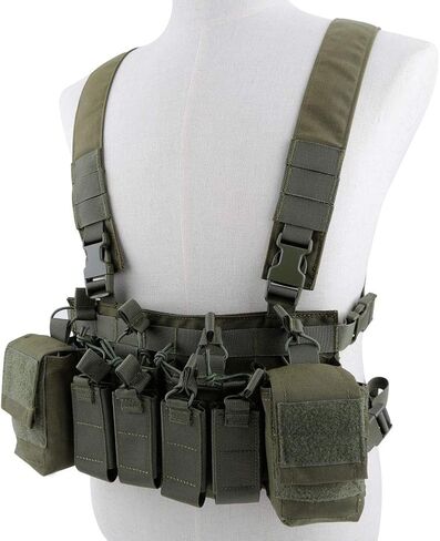 Tactical Chest Vest Rig Adjustable X Harness with 5.56 9mm Rifle Mag Pouches for Airsoft Shooting Wargame Paintball in Saudi Arabia