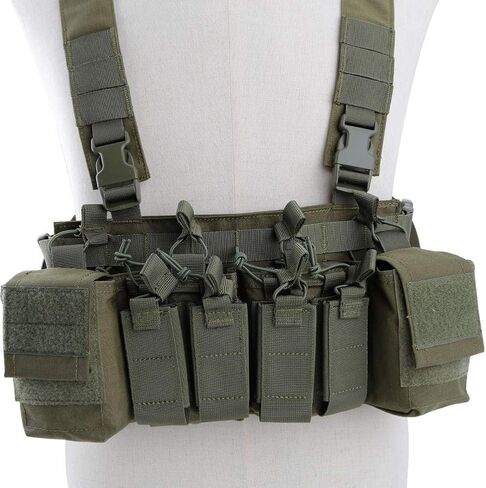 Tactical Chest Vest Rig Adjustable X Harness with 5.56 9mm Rifle Mag Pouches for Airsoft Shooting Wargame Paintball in Saudi Arabia