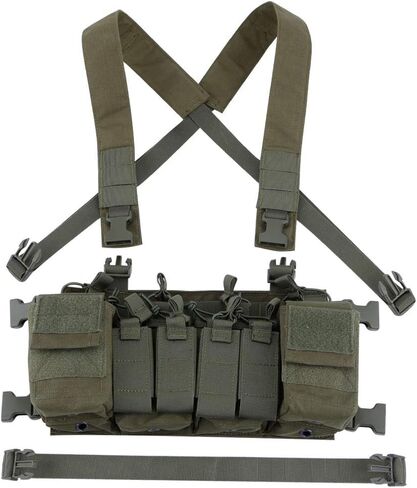 Tactical Chest Vest Rig Adjustable X Harness with 5.56 9mm Rifle Mag Pouches for Airsoft Shooting Wargame Paintball in Saudi Arabia