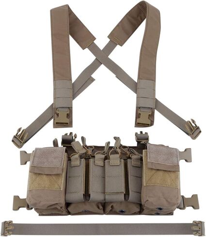 Tactical Chest Vest Rig Adjustable X Harness with 5.56 9mm Rifle Mag Pouches for Airsoft Shooting Wargame Paintball in Saudi Arabia