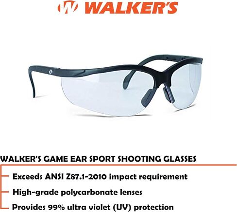 Walker's Razor Slim Earmuffs Razor Patriot Series - FDE American Flag, Bundle Game Ear Sport Glasses - Clear Lens, Weather-Resistant Storage Case in Saudi Arabia