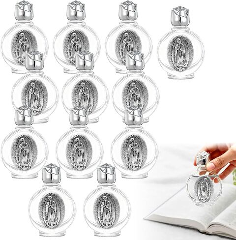 12 Pcs Catholic Holy Water Bottles 0.5 Floz Embossed Glass Holy Water Bottle with Toned Cap and Toned Depiction Communion Gifts for Family Church,Portable Favors Spiritual(Gold,Our Lady of Guadalupe) in Saudi Arabia