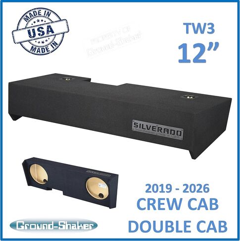 Chevy Silverado 2019-2026 Crew Cab and Double Cab 10" Dual Ground Shaker Subwoofer Enclosure Ported and Sealed (Black, 12" TW3) in Saudi Arabia
