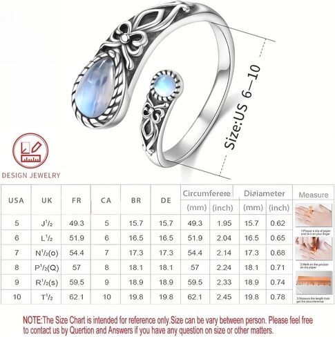 S925 Sterling Silver Adjustable Moonstone Ring - Vintage Boho Spoon Band with Butterfly Detail, Synthetic Stone in Saudi Arabia