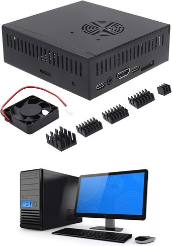 صندوق حاوية معدني N506 مزود بمروحة تبريد ومبددات حرارة لـ 5/5B - يدعم تركيب NVMe 2280 in Saudi Arabia