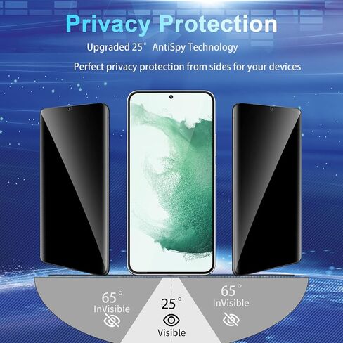 [عبوتان + 2] واقي شاشة للخصوصية متوافق مع هاتف Galaxy S22 Plus 5G - 2 من الزجاج المقسى مع 2 واقي لعدسات الكاميرا - شفاف عالي الدقة - خالي من الفقاعات - مضاد للتجسس - مقاوم للخدش in Kuwait