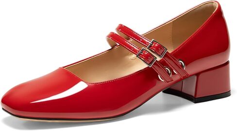 حذاء نسائي من Mary Jane بكعب منخفض لؤلؤي ومقدمة مربعة مغلقة وأحذية باليه أنيقة وحزام مزدوج مريح سهل الارتداء in Kuwait