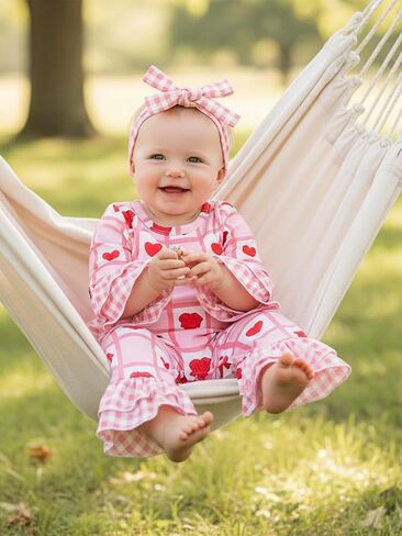 Valentines Baby Girl Outfit Newborn Long Sleeve Heart Print Romper Jumpsuit Cute Infant Winter Spring Clothes in Saudi Arabia